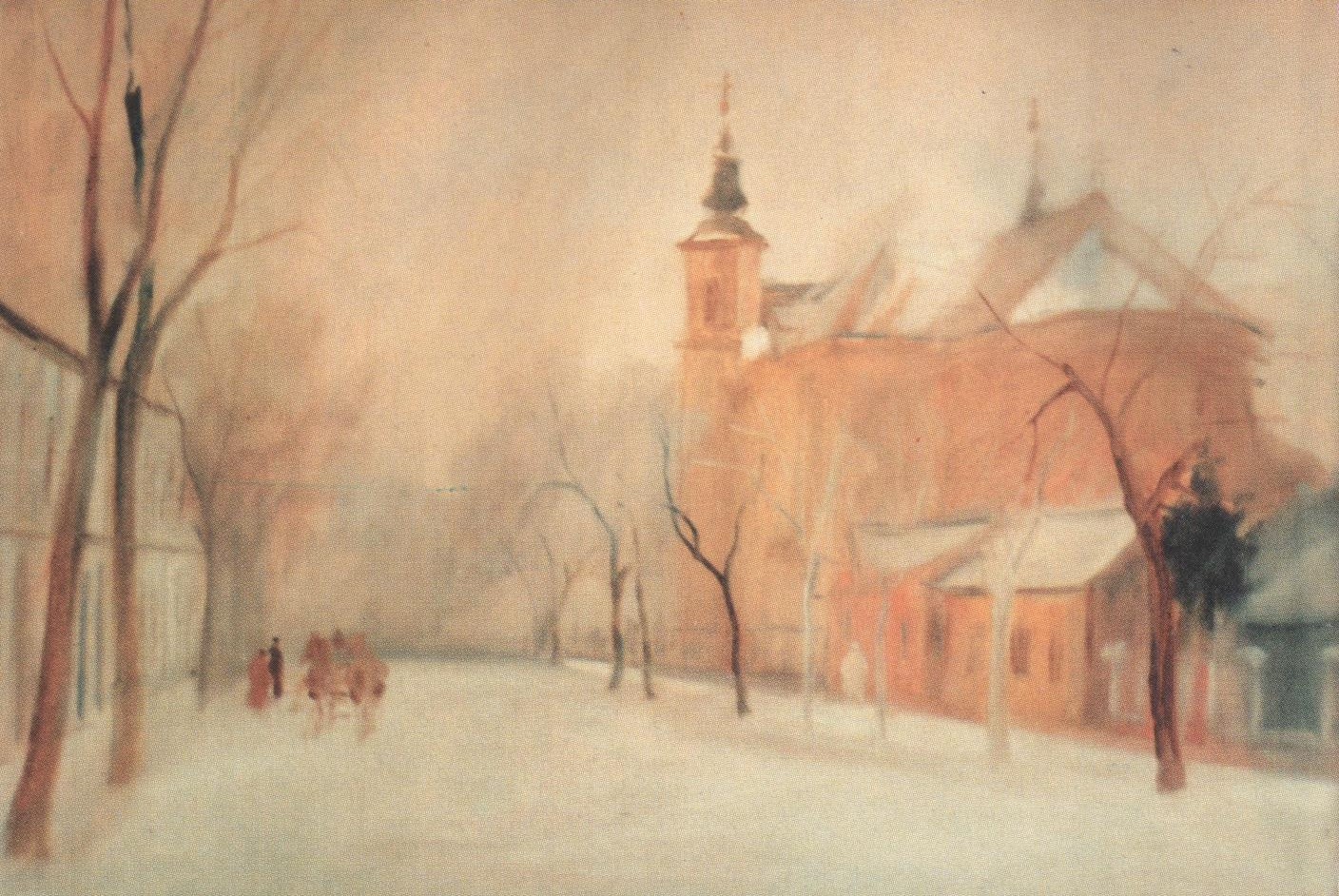 7 Kristofi Janos, Peisaj oradean, strada Spitalului, ulei pe carton, 39 x 56 cm, 1958, colectia artistului